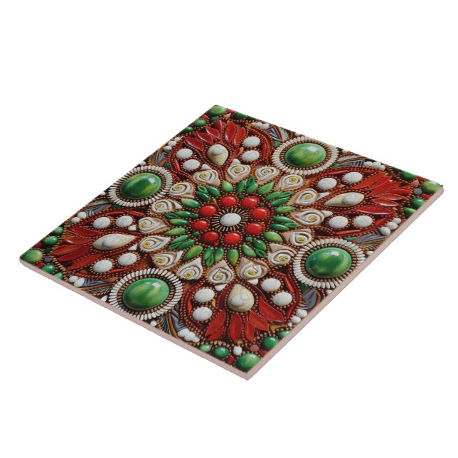 Spanish Christmas Star Hand-paint Terracotta No 2 Tile (Side)