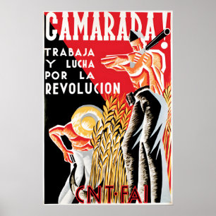 Spanish Civil War Poster Comrade! Work and fight