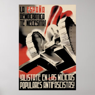 Spanish Civil War Poster Democratic Spain needs