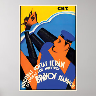 Spanish Civil War Poster  Our coast is defended by