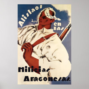 Spanish Civil War Poster UGT CNT Enlist in the
