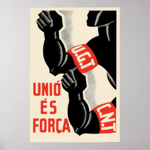 Spanish Civil War Poster UGT CNT Unity is strength