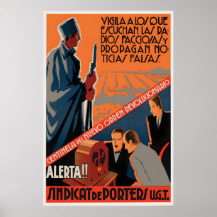 Spanish Civil War Poster UGT Watch out for fascist
