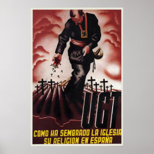 Spanish Civil War Propaganda Poster Anti-Religious