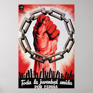 Spanish Civil War Propaganda Poster JSU United