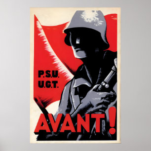 Spanish Civil War Propaganda Poster PSU UGT