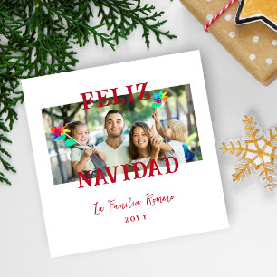 Spanish Classic Red Merry Christmas Photo Holiday Card