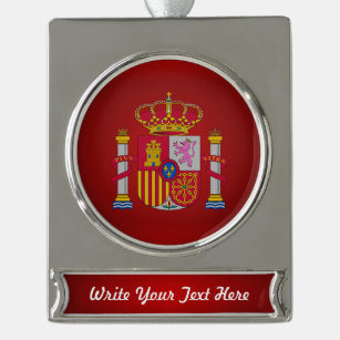 Spanish coat of arms silver plated banner ornament