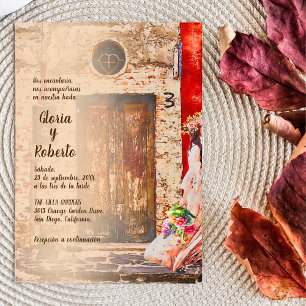 Spanish, Colourful Old Town Mexican Wedding Invitation