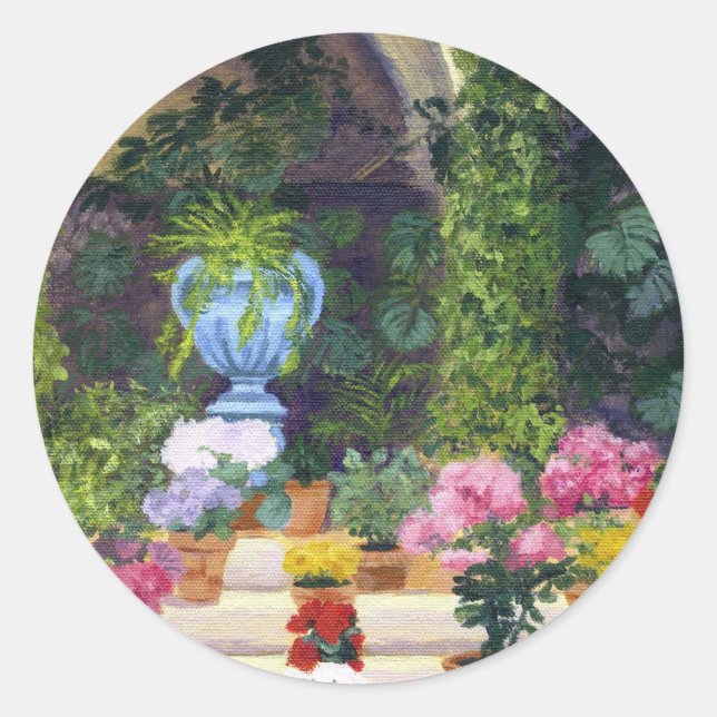 Spanish Courtyard Classic Round Sticker (Front)