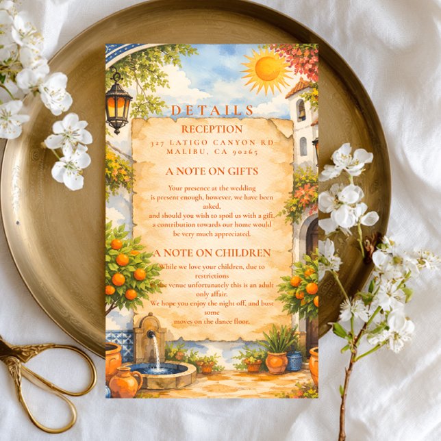 Spanish Courtyard Romance Wedding Enclosure Card (Creator Uploaded)