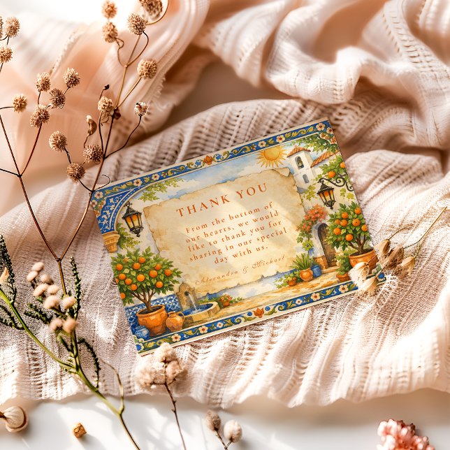 Spanish Courtyard Romance Wedding Thank You Card (Creator Uploaded)