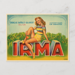 Spanish Crate Label with Olive Brand Print Postcard