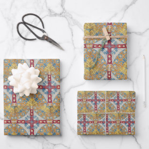 Spanish Cross Tiles Wrapping Paper Sheet