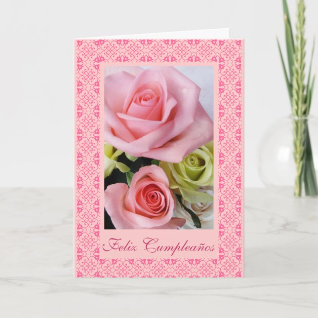 Spanish: Cumpleanos y rosas Card (Front)