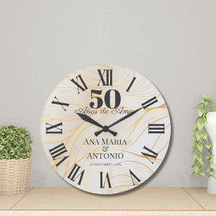 Spanish Custom 50th Wedding Anniversary Gift Large Clock