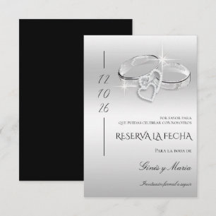 Spanish Decorative Glitzy Silver Wedding Rings Save The Date