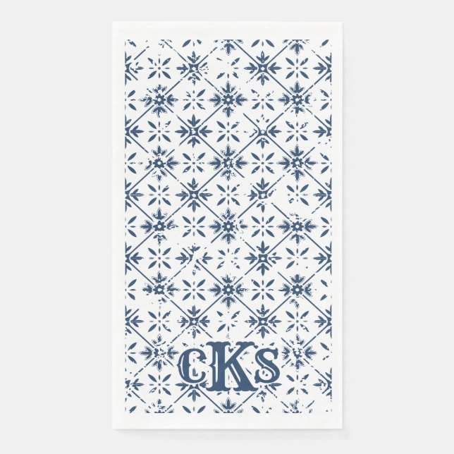 Spanish Distressed Tile | Guest Bath Paper Towels Napkin (Front)