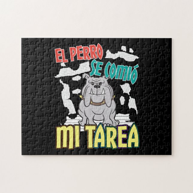 Spanish Dog Ate My Homework - Perro Tarea Jigsaw Puzzle (Horizontal)