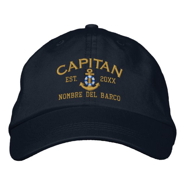 SPANISH El Capitan Captain Name and Year Embroidered Hat (Front)