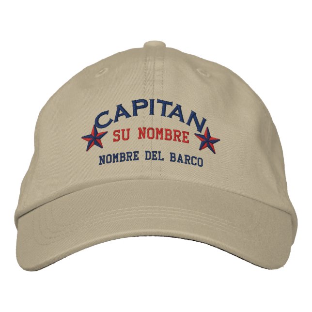 SPANISH El Capitan Nombre del barco y su nombre. Embroidered Hat (Front)