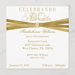 Spanish Elegant 90th Birthday Party Invitations