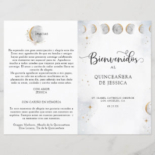 Spanish, Elegant Celestial Quinceañera Program