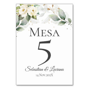 Spanish Elegant Wedding Table Number