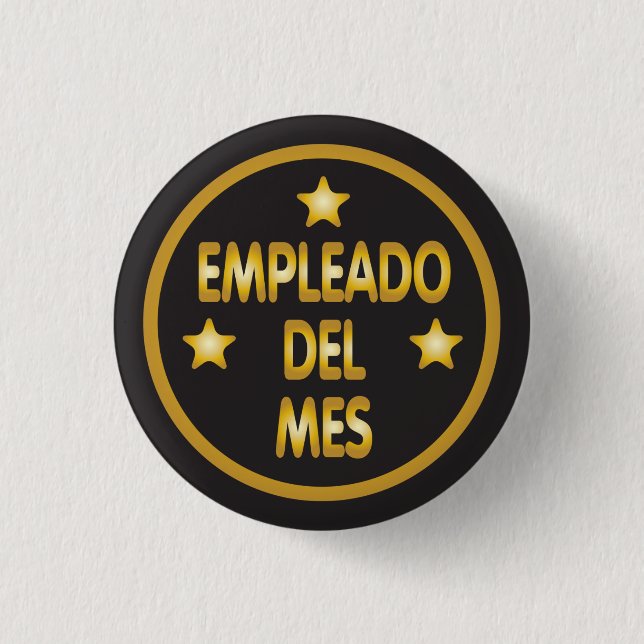 Spanish Employee of the Month Gold Stars 3 Cm Round Badge (Front)