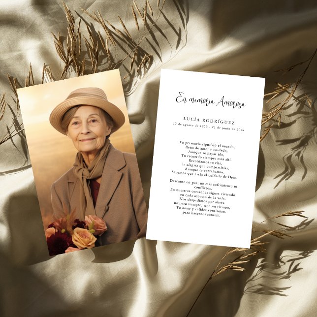 Spanish En Memoria Amorosa Prayer Photo Card (Creator Uploaded)