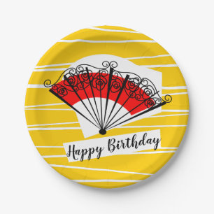 Spanish Fan Birthday paper plate