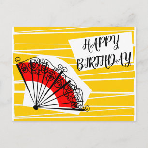 Spanish Fan Birthday postcard landscape