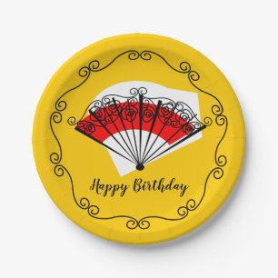 Spanish Fan Border Birthday paper plate