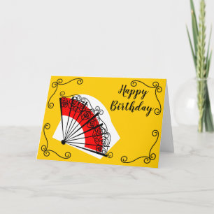 Spanish Fan Corners Birthday Text landscape Card