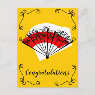 Spanish Fan Corners Congratulations vertical Postcard