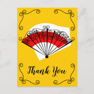 Spanish Fan Corners Thank You vertical Postcard