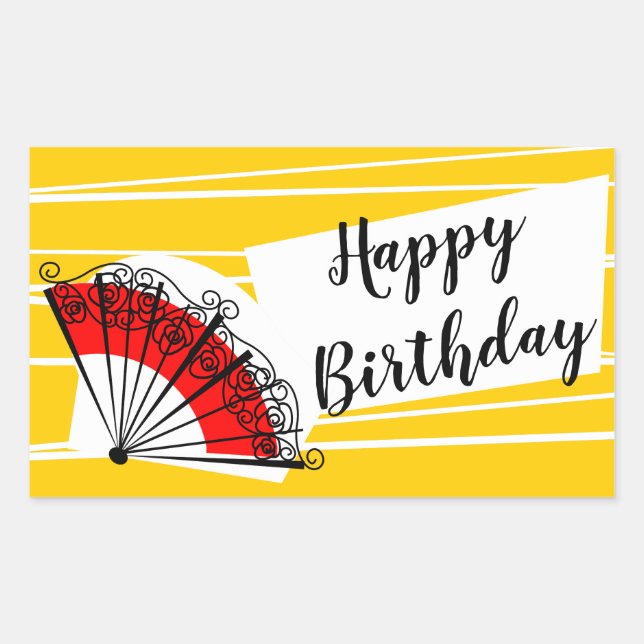 Spanish Fan Happy Birthday rectangle Rectangular Sticker (Front)