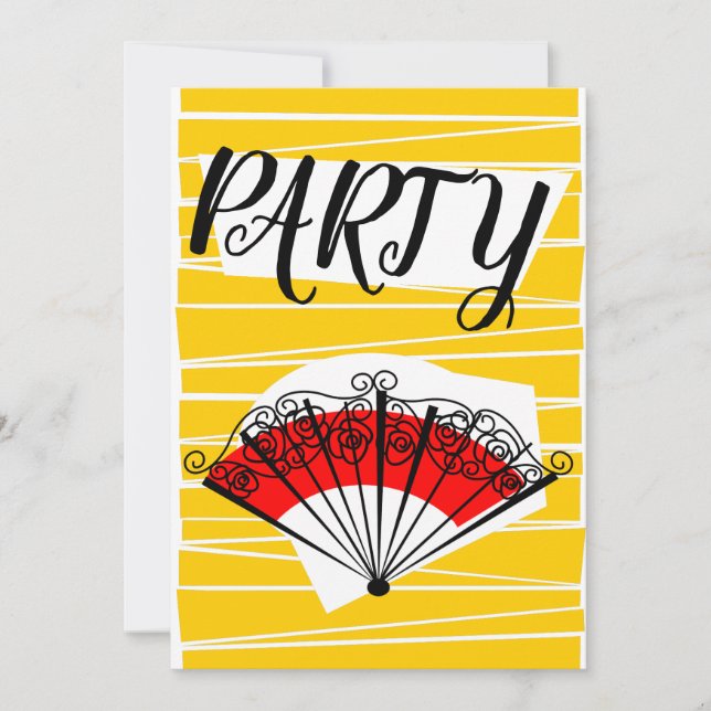 Spanish Fan Party invitation vertical (Front)
