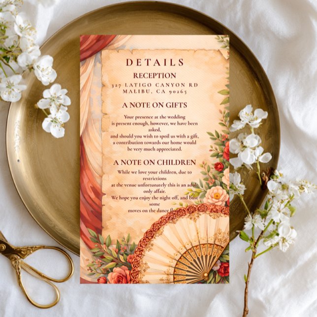 Spanish Fan Romance Wedding Enclosure Card (Creator Uploaded)