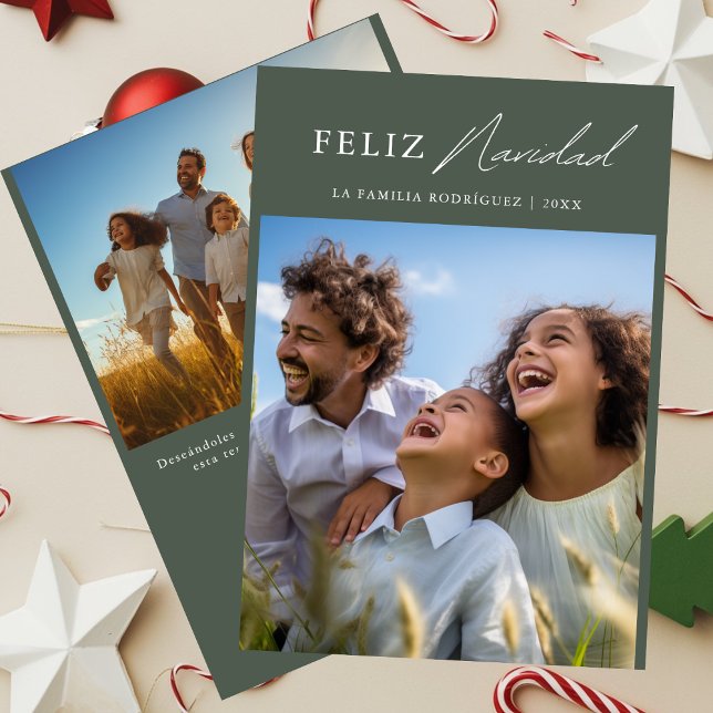 Spanish Feliz Navidad Funny Christmas Family Photo Holiday Card (Creator Uploaded)
