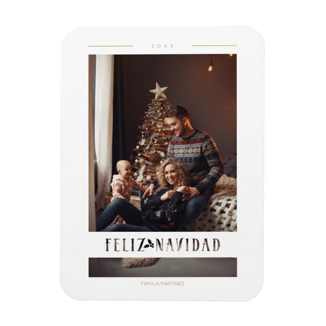 Spanish Feliz Navidad Wimshical Calligraphy Magnet (Vertical)