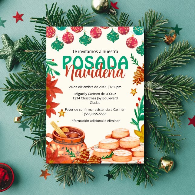 Spanish Festive Posada Navideña Christmas Party Invitation (Creator Uploaded)