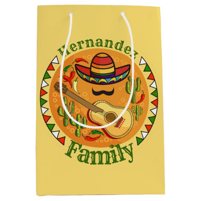 Spanish Fiesta Personalized NAME Fun Cinco De Mayo Medium Gift Bag (Front)