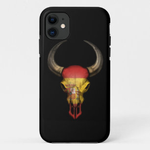 Spanish Flag Bull Skull on Black Case-Mate iPhone Case