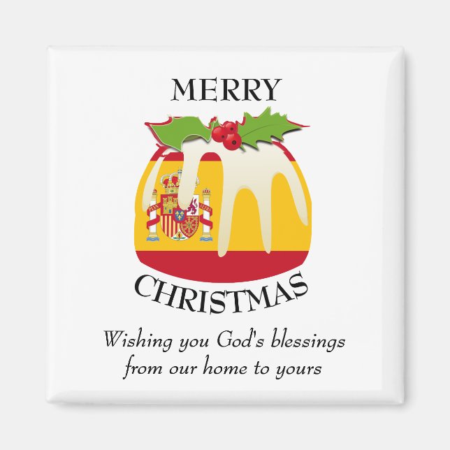 SPANISH FLAG Christmas Pudding Magnet (Front)