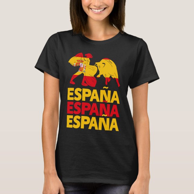 Spanish Flag Espana Spain Bull Fighting T-Shirt (Front)