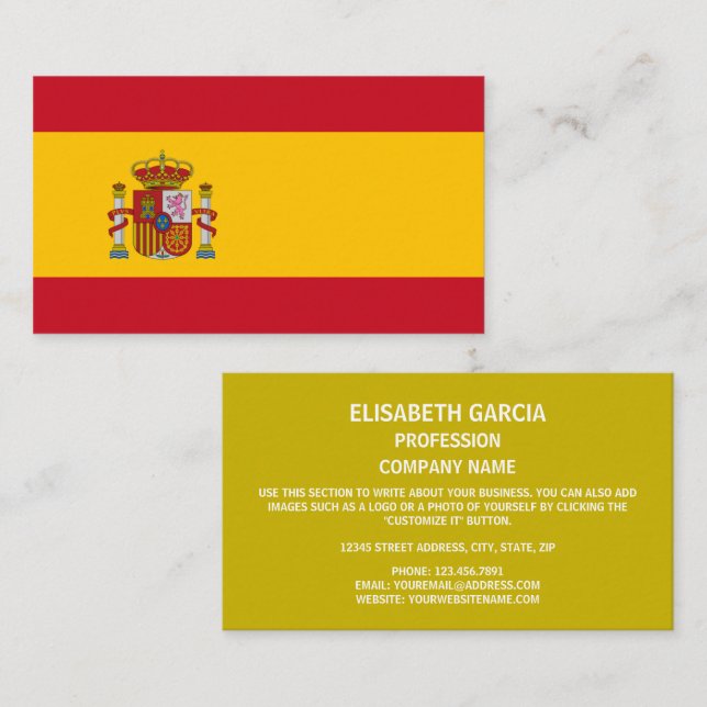 Spanish Flag, Flag of Spain Business Card (Front/Back)