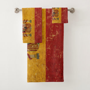 Spanish Flag Vintage Grunge Bath Towel Set
