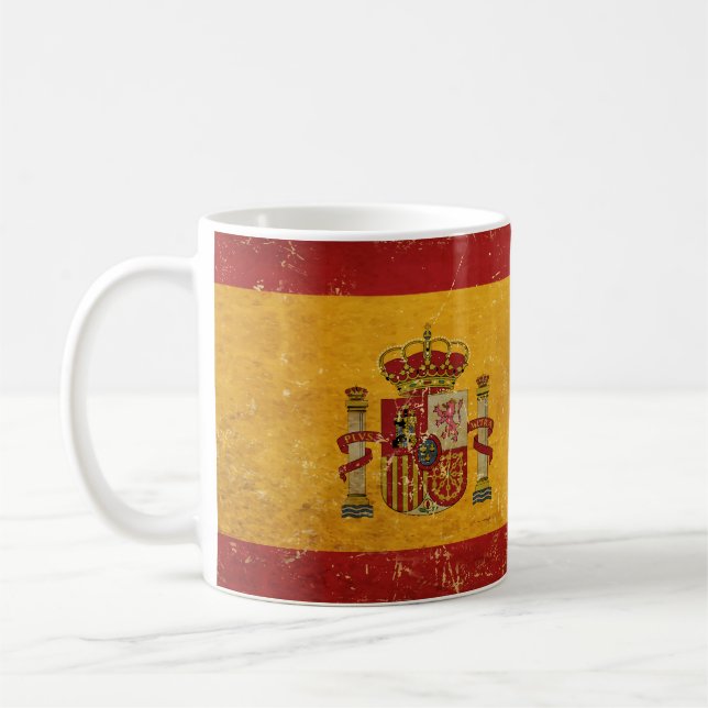 Spanish Flag Vintage Grunge Design Mug (Left)