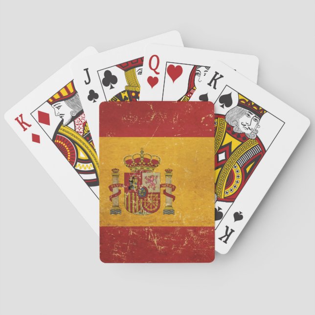 Spanish Flag Vintage Grunge Design Playing Cards (Back)